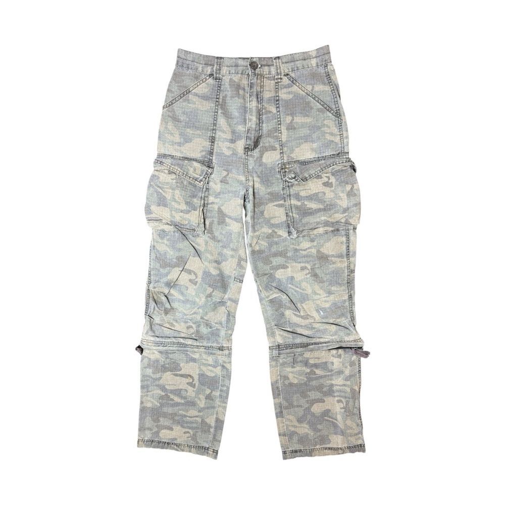 Y2K Curfew Green Camo Cargo Zip Baggy High Waisted Pants Size Medium